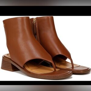 Franco Sarto 11B Skye Brown Leather Gladiator Thong Sandal, NIB